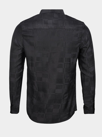 Men's Black Slim Fit Textured Casual Shirt