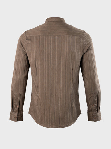 Men's Beige Slim Fit Solid Casual Shirt