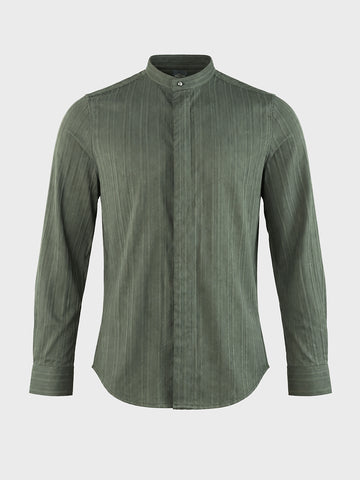 Men's Green Slim Fit Solid Casual Shirt