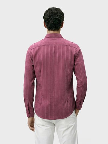 Men's Maroon Slim Fit Solid Casual Shirt