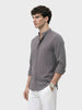 Men's Grey Slim Fit Solid Casual Shirt
