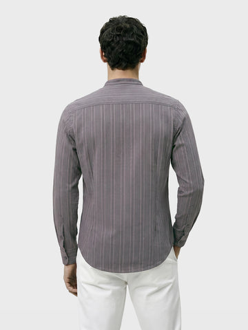 Men's Grey Slim Fit Solid Casual Shirt