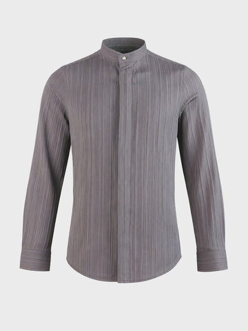 Men's Grey Slim Fit Solid Casual Shirt