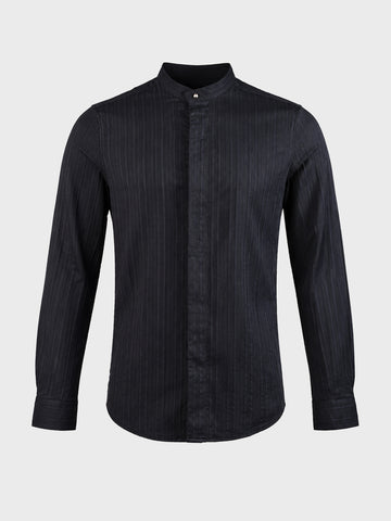 Men's Black Slim Fit Solid Casual Shirt