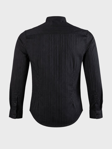 Men's Black Slim Fit Solid Casual Shirt