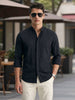 Men's Black Slim Fit Solid Casual Shirt