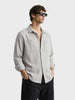 Men's Green Relaxed Fit Textured Casual Shirt