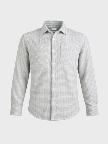 Men's Green Relaxed Fit Textured Casual Shirt