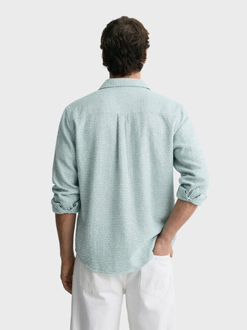 Men's Green Relaxed Fit Textured Casual Shirt
