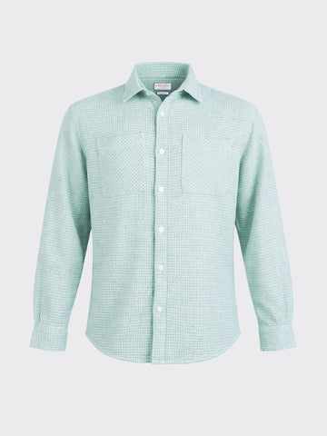 Men's Green Relaxed Fit Textured Casual Shirt