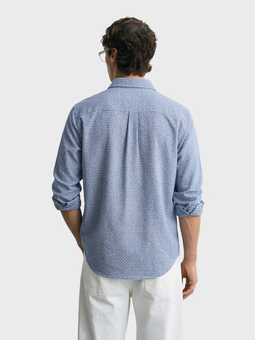 Men's Blue Relaxed Fit Textured Casual Shirt