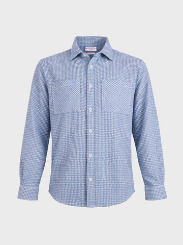 Men's Blue Relaxed Fit Textured Casual Shirt
