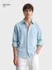 Men's Blue Relaxed Fit Textured Casual Shirt