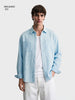 Men's Blue Oversized Fit Textured Casual Shirt