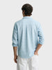 Men's Blue Oversized Fit Textured Casual Shirt