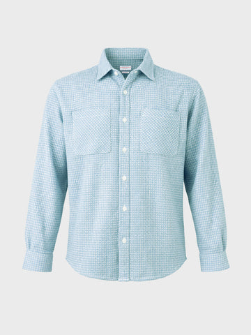 Men's Blue Oversized Fit Textured Casual Shirt