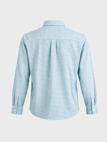 Men's Blue Oversized Fit Textured Casual Shirt