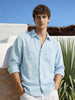 Men's Blue Relaxed Fit Textured Casual Shirt