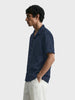 Men's Navy Blue Relaxed Fit Solid Casual Shirt