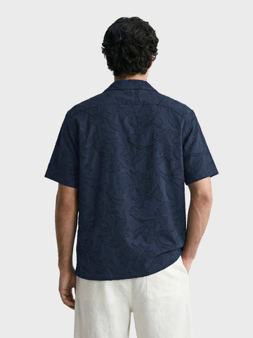 Men's Navy Blue Relaxed Fit Solid Casual Shirt