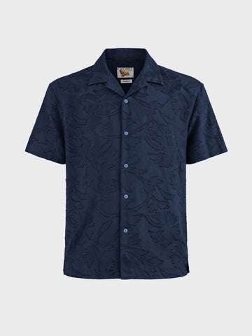 Men's Navy Blue Relaxed Fit Solid Casual Shirt
