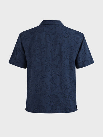 Men's Navy Blue Relaxed Fit Solid Casual Shirt