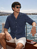 Men's Navy Blue Relaxed Fit Solid Casual Shirt