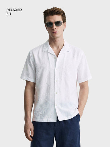 Men's White Relaxed Fit Solid Casual Shirt