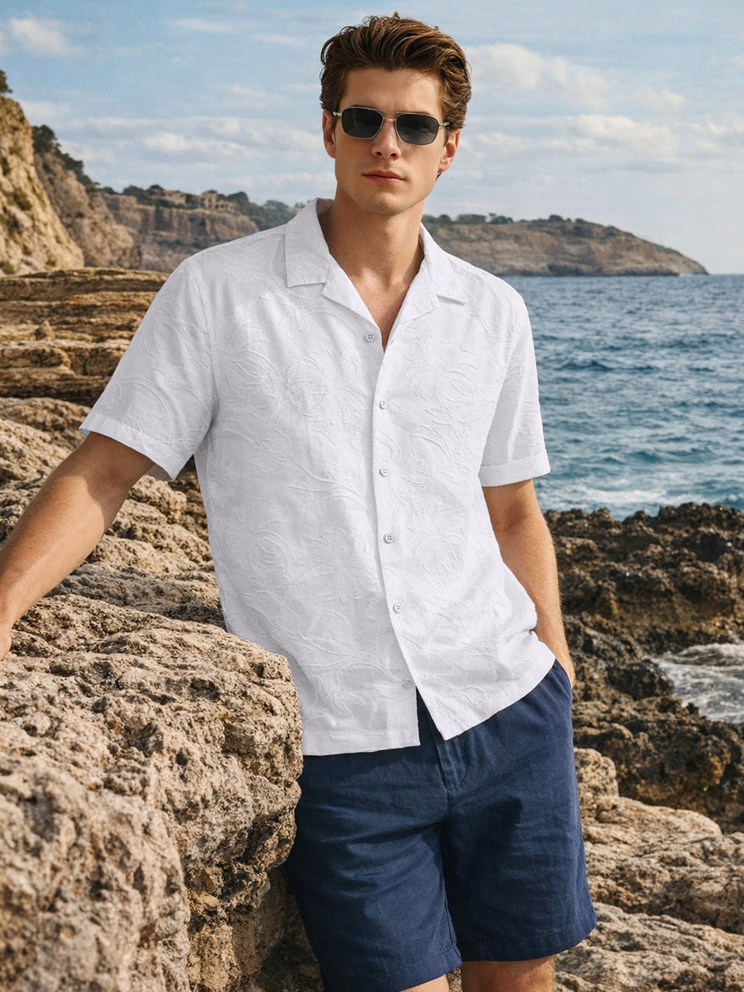 Men's White Relaxed Fit Solid Casual Shirt