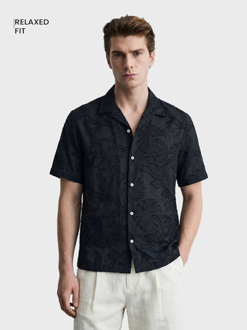 Men's Black Relaxed Fit Solid Casual Shirt