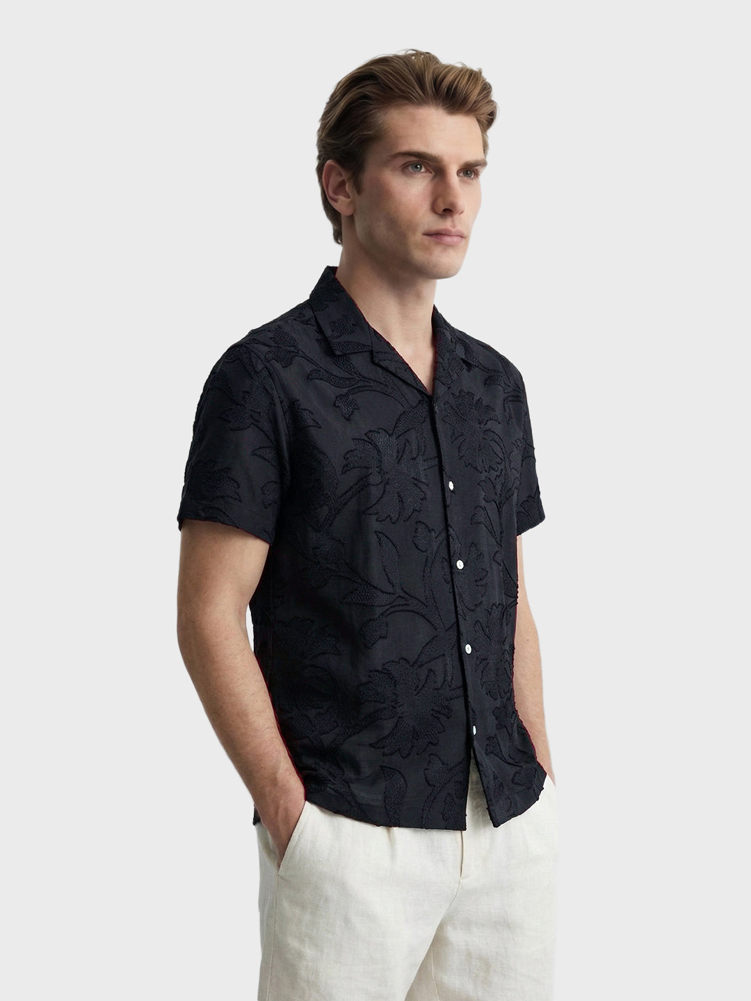 Men's Black Relaxed Fit Solid Casual Shirt