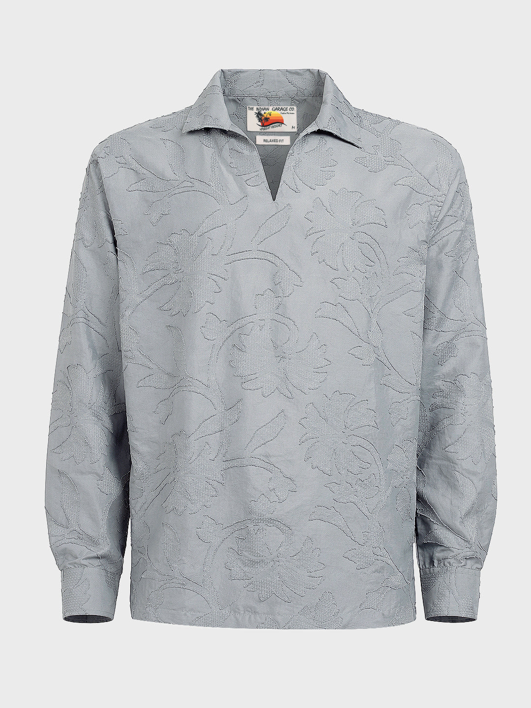Men's Grey Relaxed Fit Textured Casual Shirt