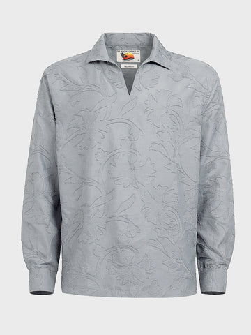 Men's Grey Relaxed Fit Textured Casual Shirt
