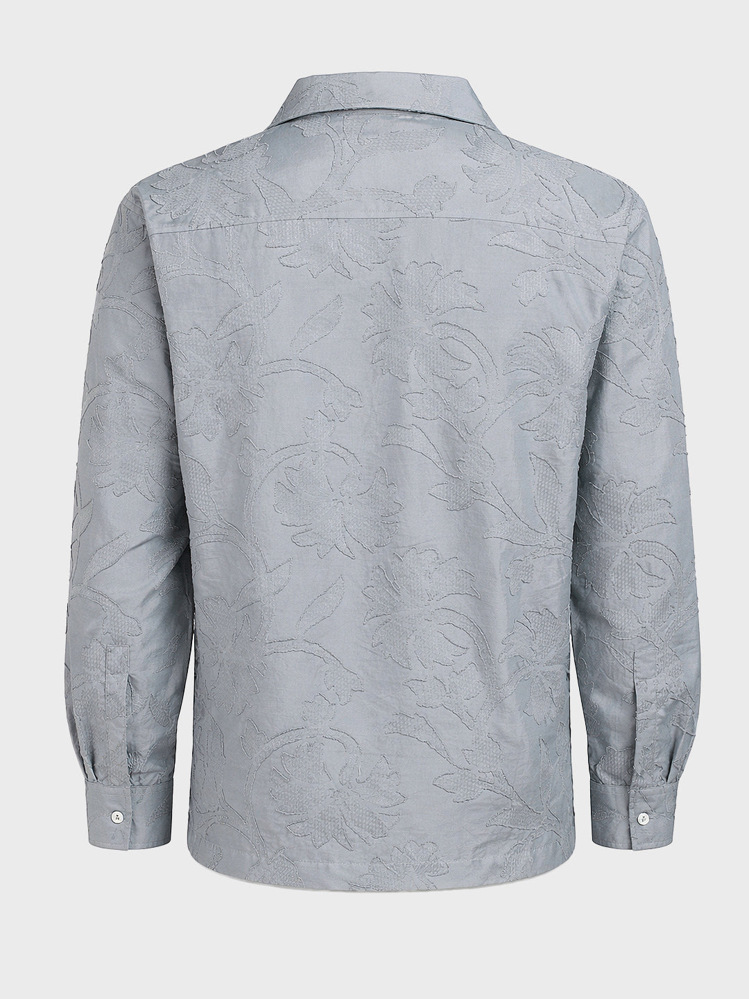 Men's Grey Relaxed Fit Textured Casual Shirt