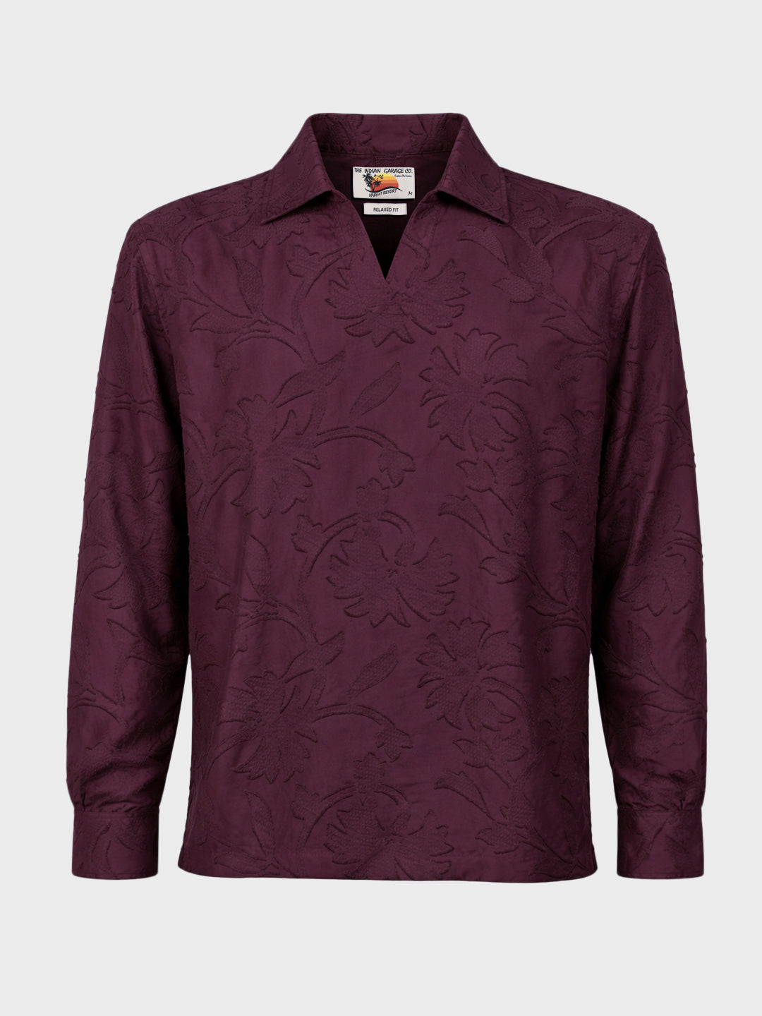 Men's Maroon Relaxed Fit Textured Casual Shirt