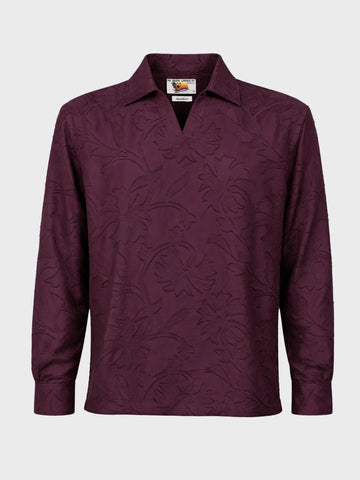 Men's Maroon Relaxed Fit Textured Casual Shirt