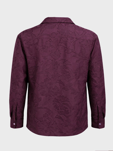 Men's Maroon Relaxed Fit Textured Casual Shirt