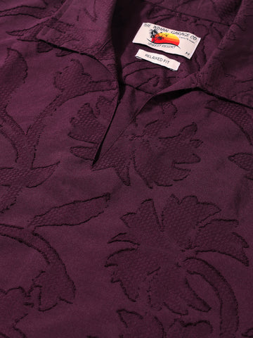 Men's Maroon Relaxed Fit Textured Casual Shirt