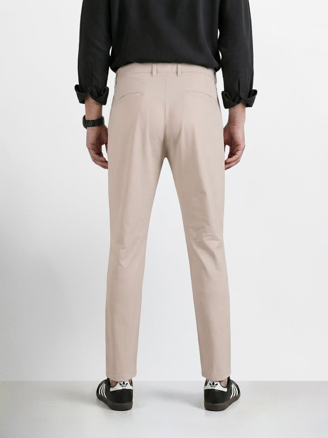 Men's White Slim Fit Solid Casual Chinos