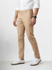 Men's Beige Slim Fit Solid Casual Chinos