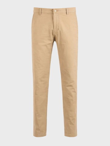 Men's Beige Slim Fit Solid Casual Chinos