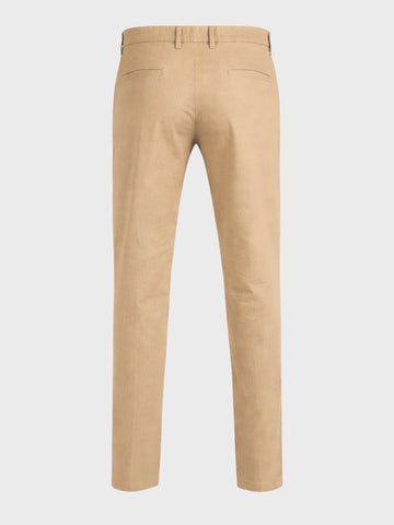 Men's Beige Slim Fit Solid Casual Chinos