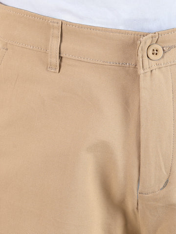 Men's Beige Slim Fit Solid Casual Chinos