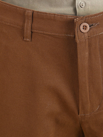 Men's Brown Slim Fit Solid Casual Chinos