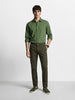 Men's Olive Slim Fit Solid Casual Chinos