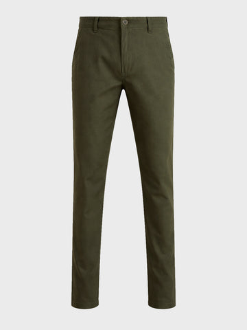 Men's Olive Slim Fit Solid Casual Chinos