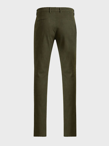 Men's Olive Slim Fit Solid Casual Chinos