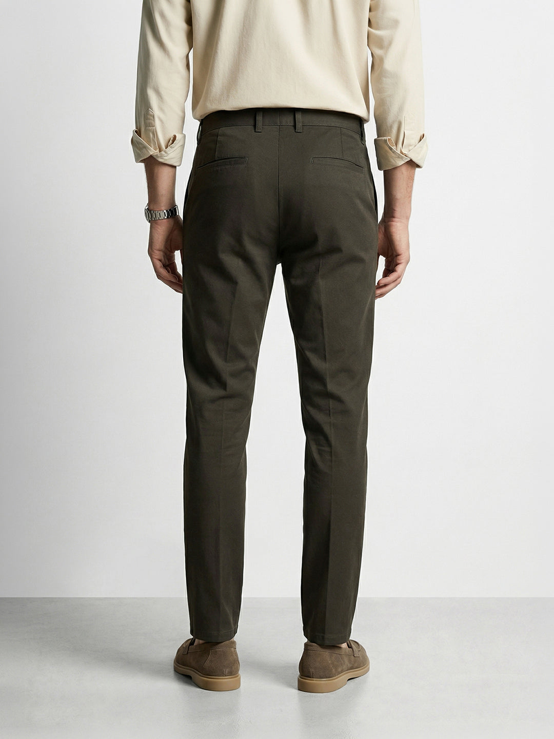 Men's Grey Slim Fit Solid Casual Chinos