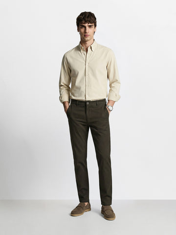 Men's Grey Slim Fit Solid Casual Chinos