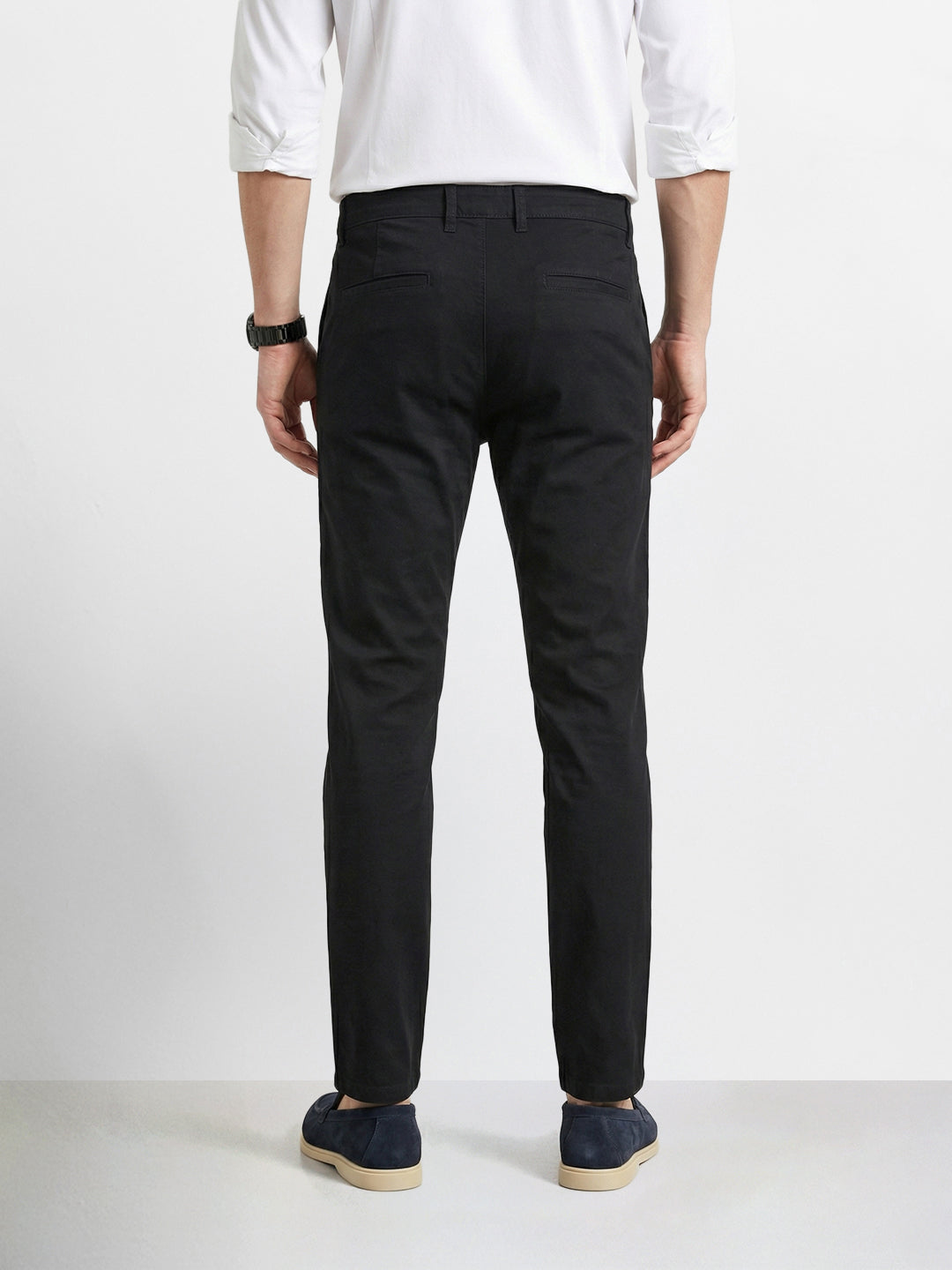 Men's Black Slim Fit Solid Casual Chinos